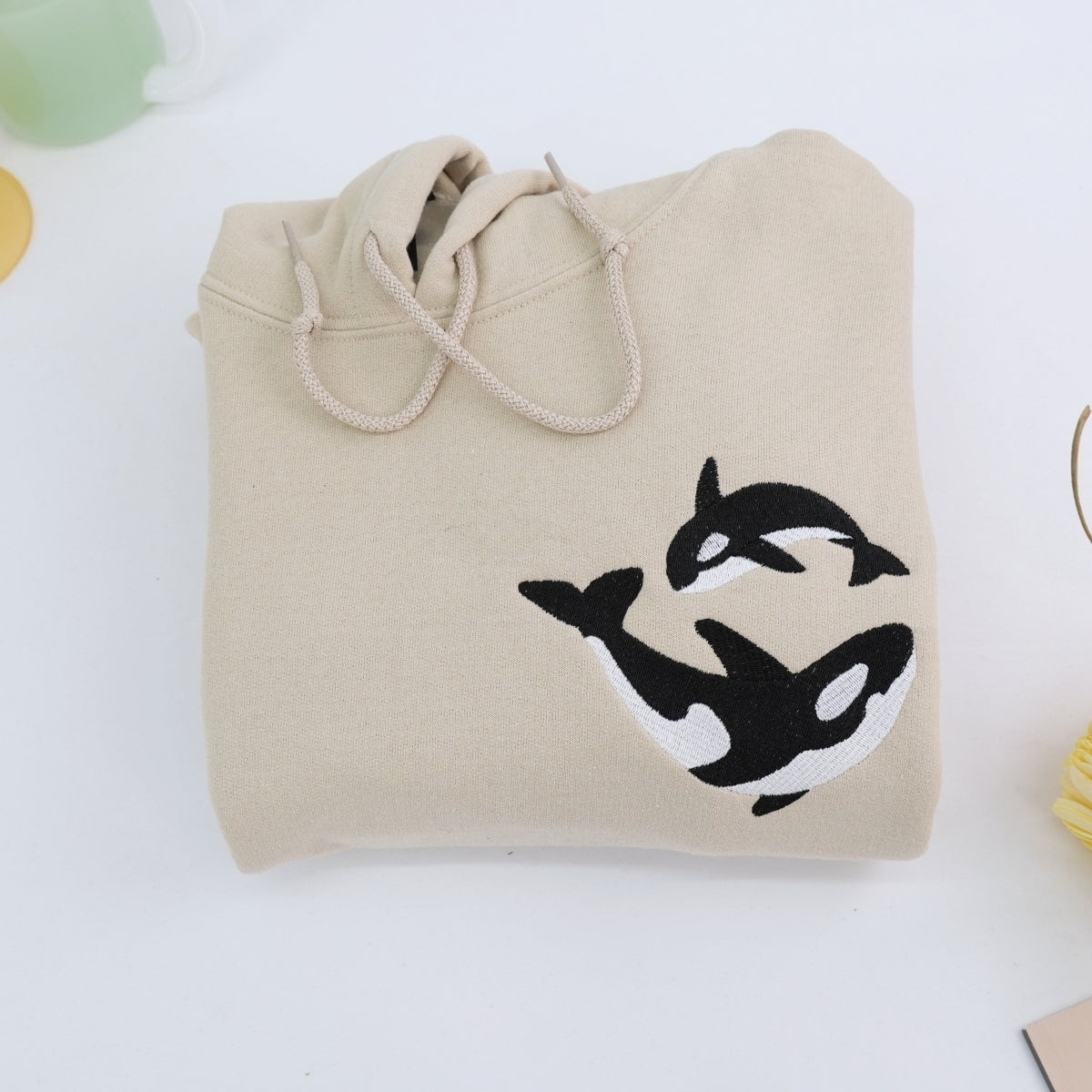 Sweats à capuche assortis brodés personnalisés pour couples, motif épaulard