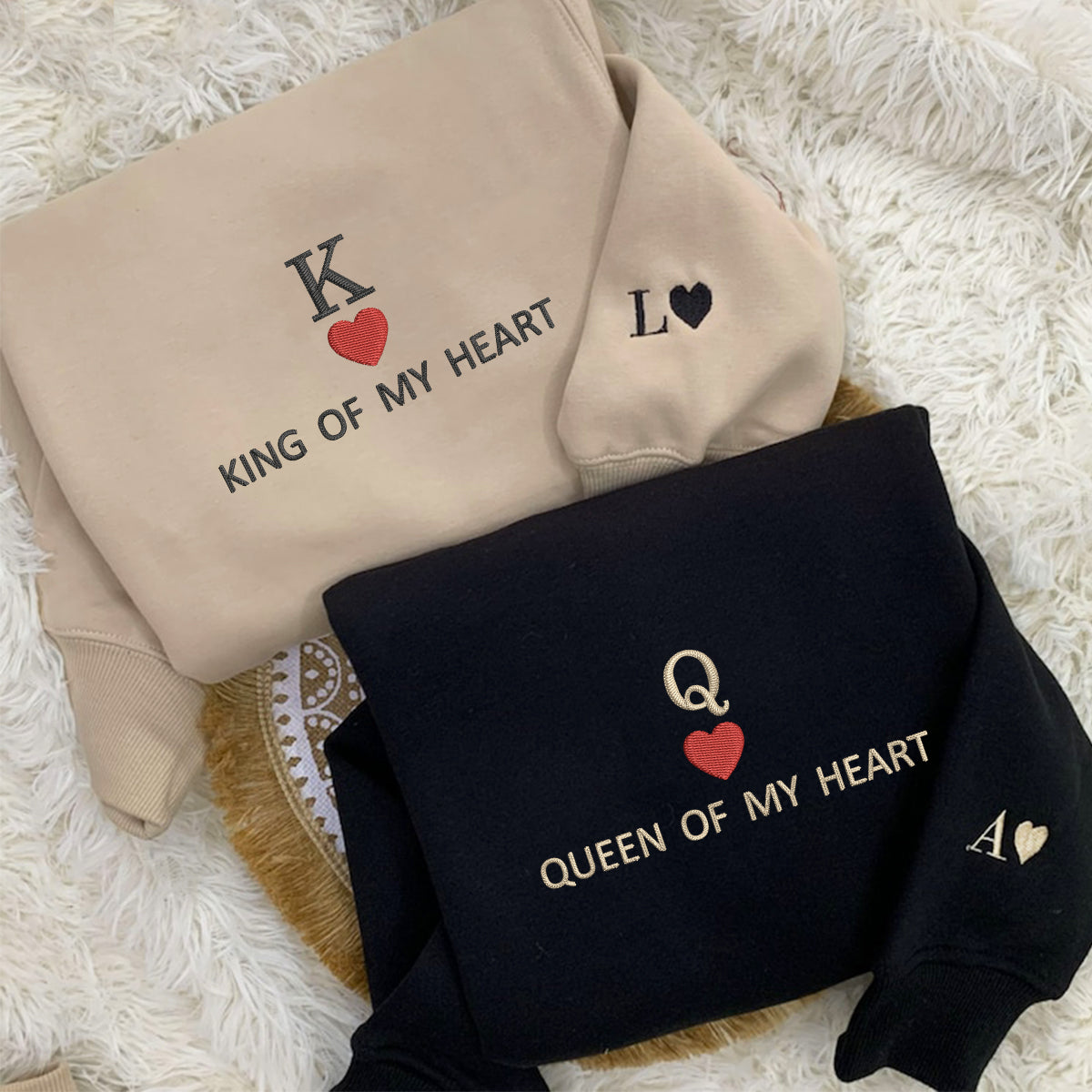 Individuell bestickte Engel- und Dämonenkatze-Kapuzenpullover für Paare