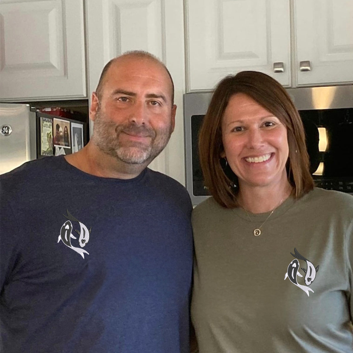 Custom Embroidered Koi Fish Yin Yang Matching Hoodies for Couples