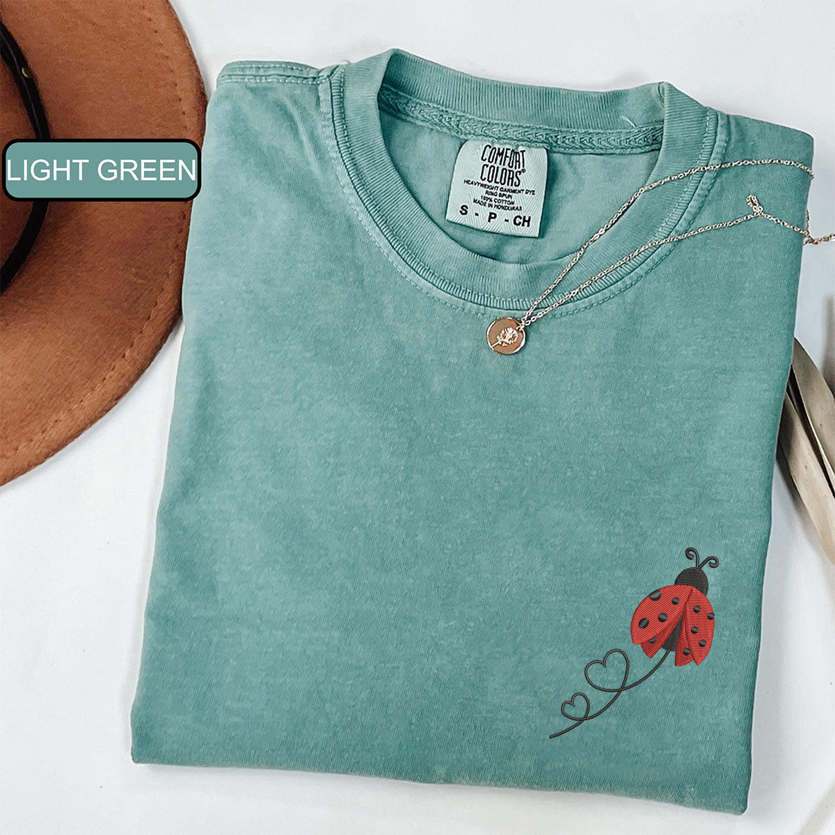 Custom Embroidered Ladybug Hearts Matching T-shirts for Couples