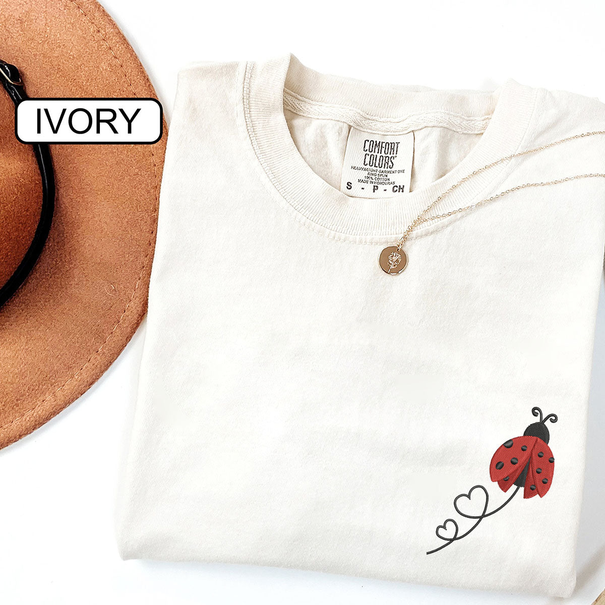 Custom Embroidered Ladybug Hearts Matching T-shirts for Couples