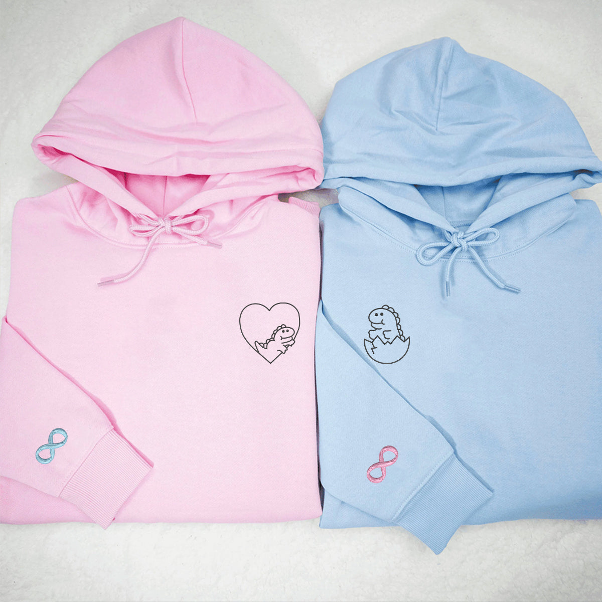 Individuell bestickte Engel- und Dämonenkatze-Kapuzenpullover für Paare