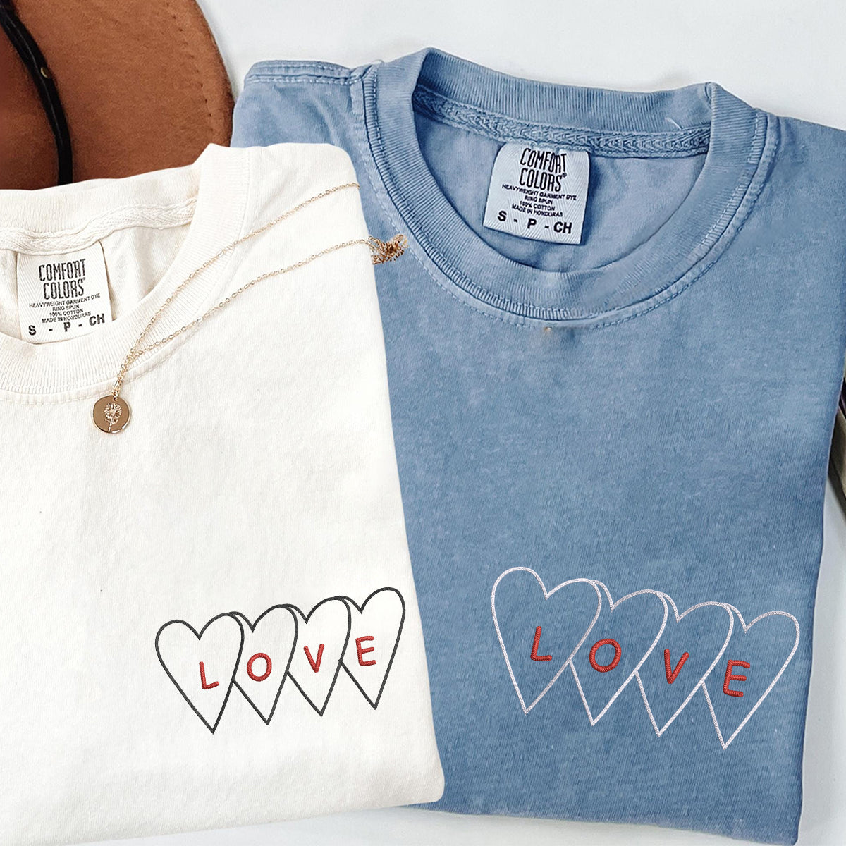 Custom Embroidered Love Matching T-shirts for Couples