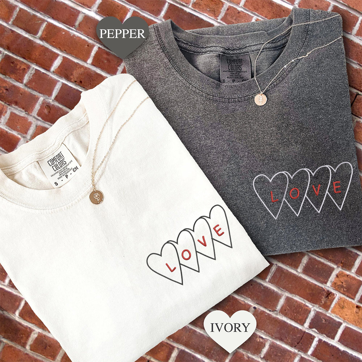 Custom Embroidered Love Matching T-shirts for Couples