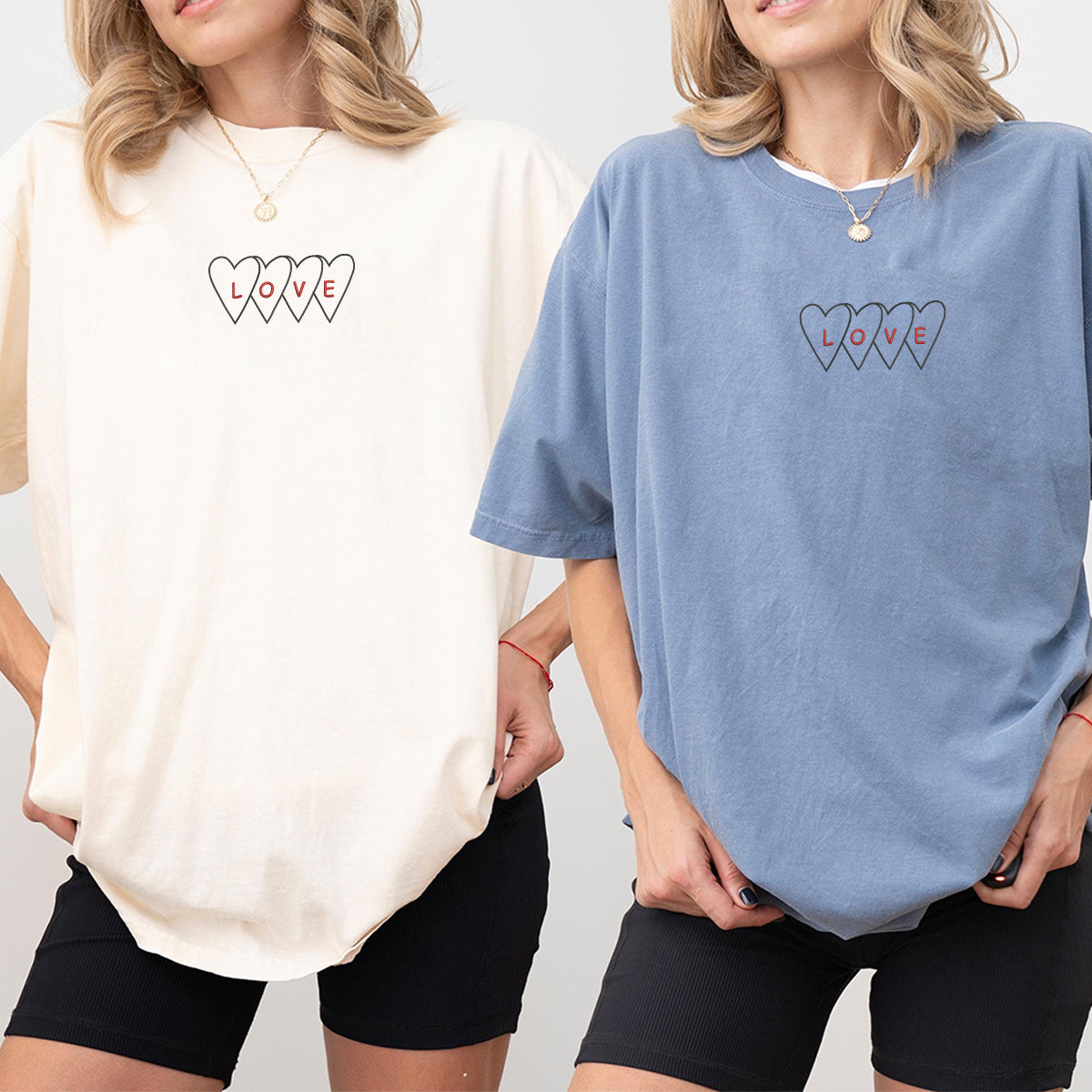 Custom Embroidered Love Matching T-shirts for Couples