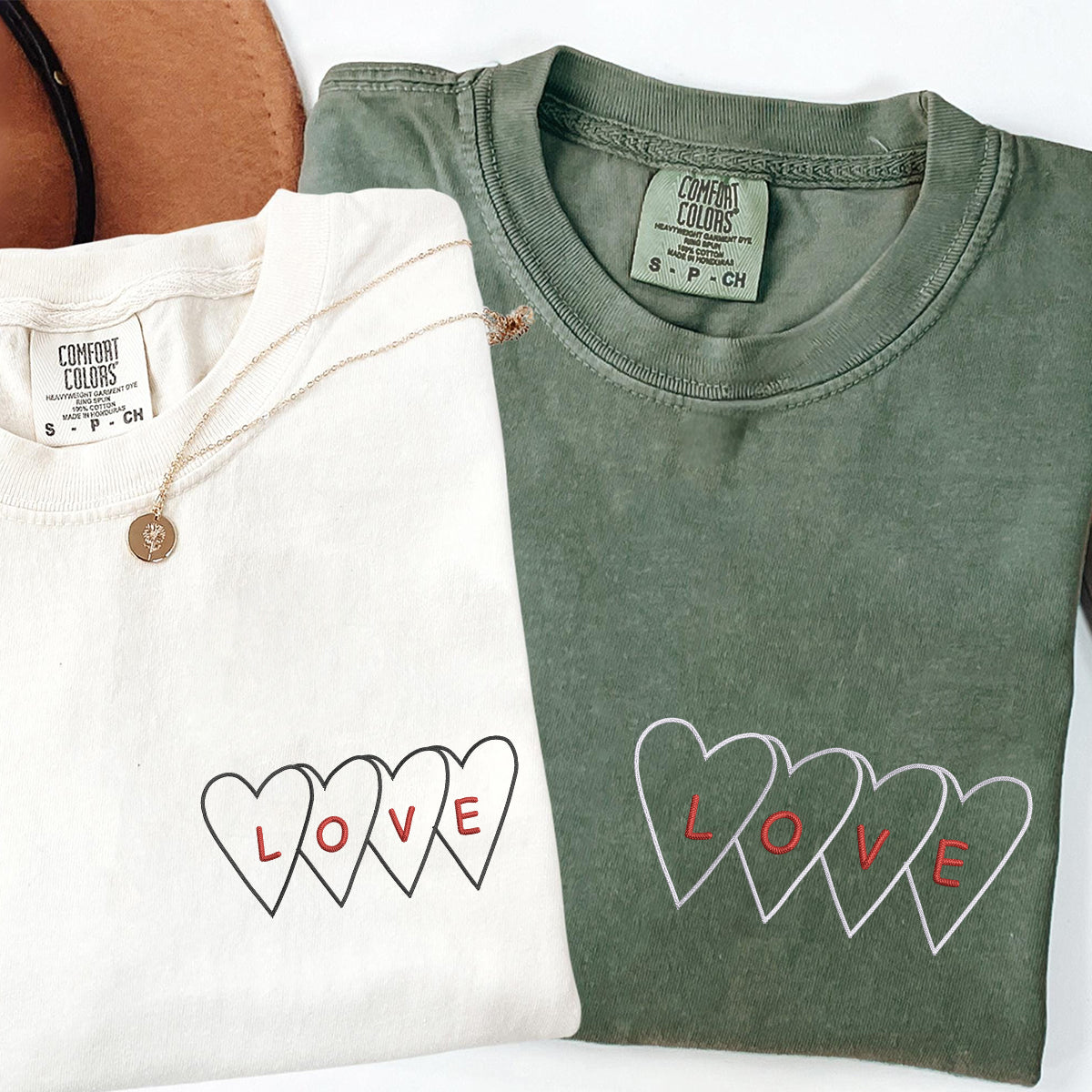Custom Embroidered Love Matching T-shirts for Couples