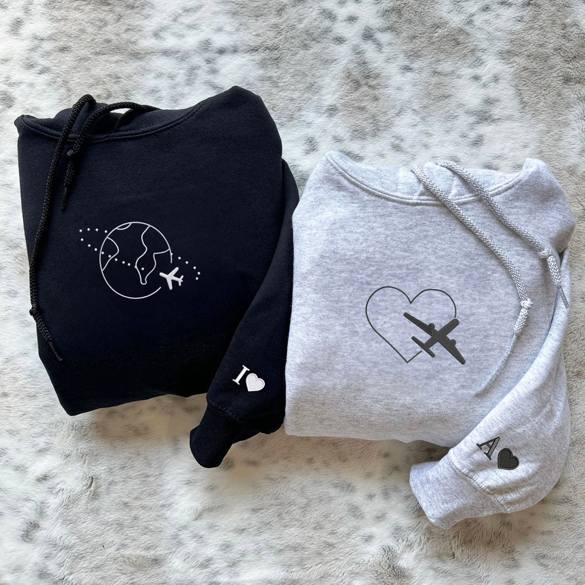 Sweats à capuche assortis brodés personnalisés pour couples