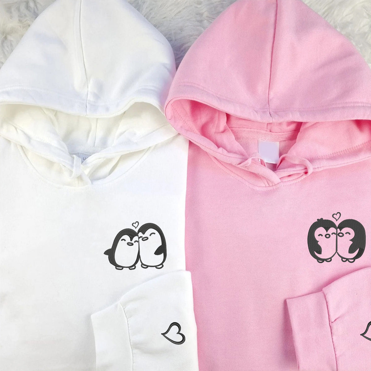 Individuell bestickte Engel- und Dämonenkatze-Kapuzenpullover für Paare