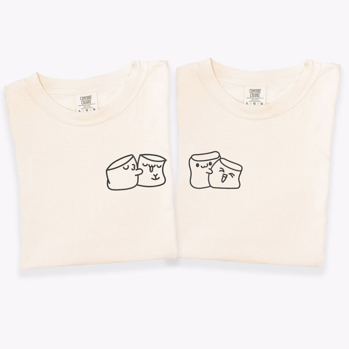 Custom Embroidered Marshmallow Love Matching T-shirts for Couples