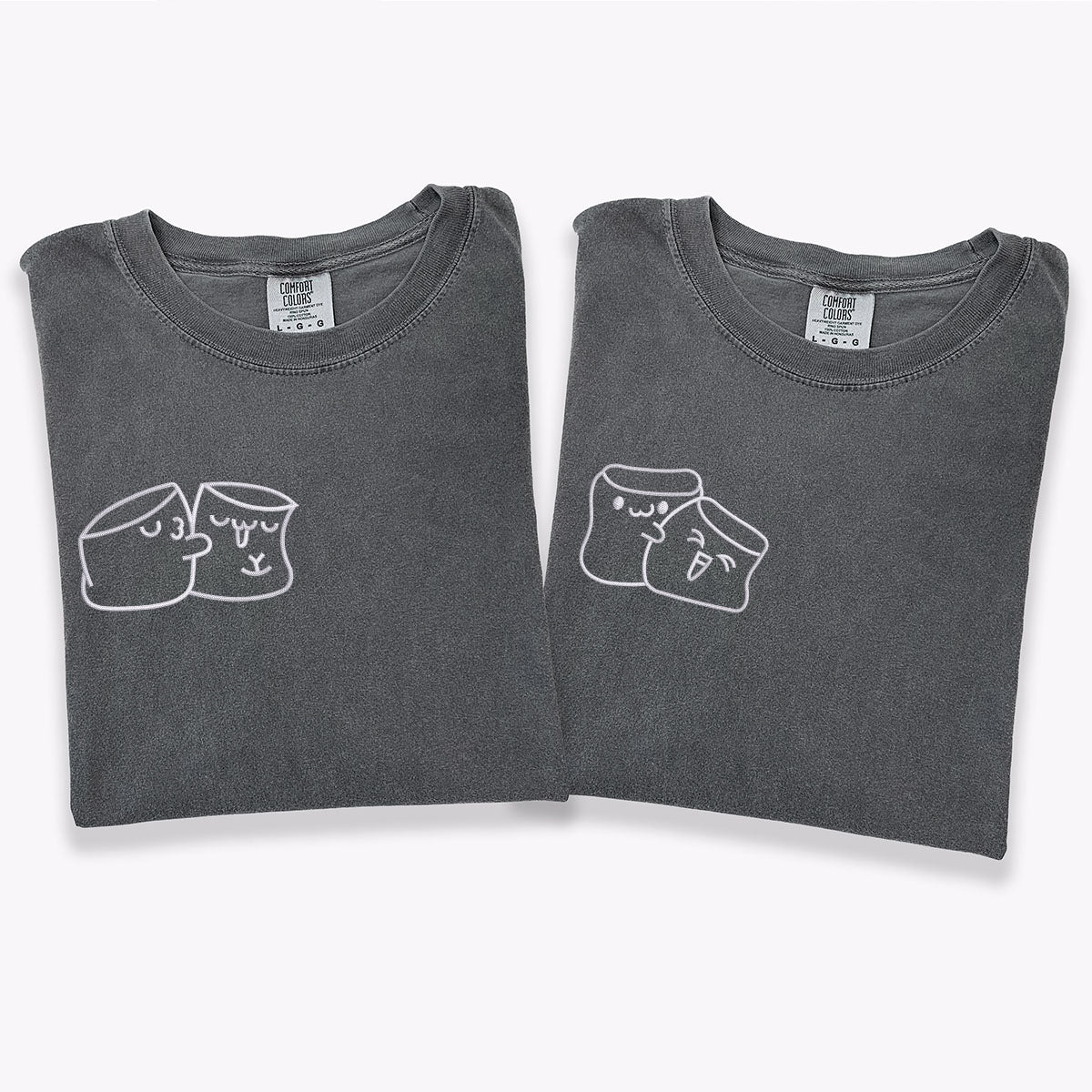 Custom Embroidered Marshmallow Love Matching T-shirts for Couples