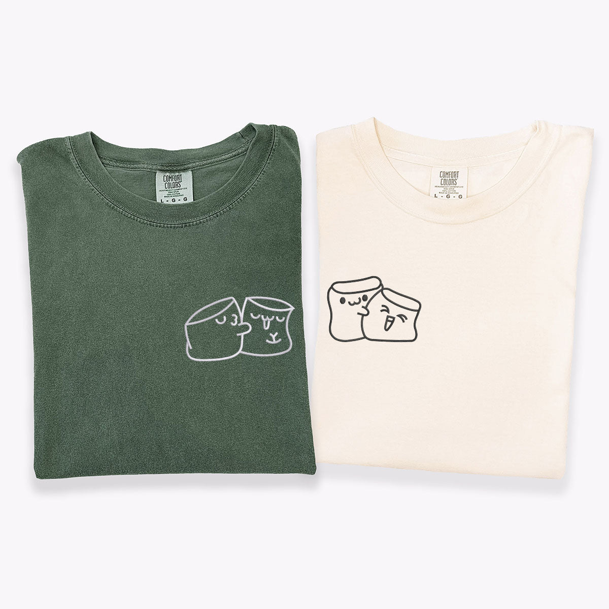 Custom Embroidered Marshmallow Love Matching T-shirts for Couples