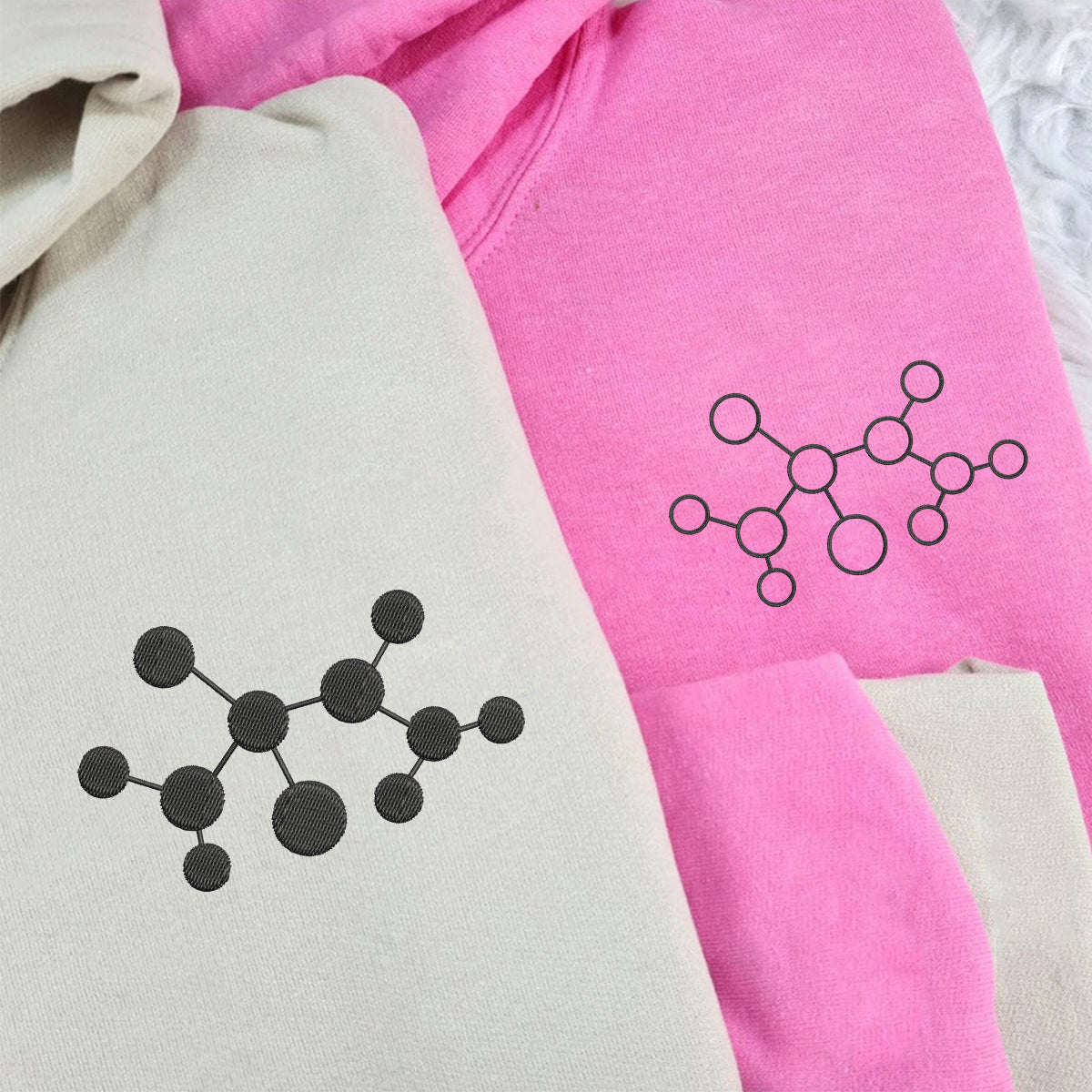 Individuell bestickte Molekül-Kapuzenpullover für Paare