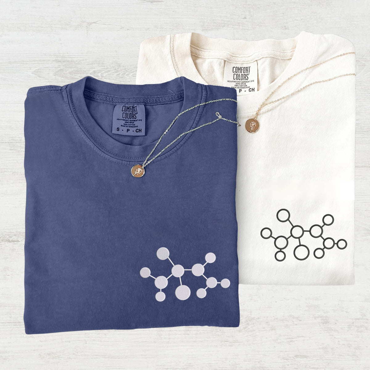 Custom Embroidered Molecule Matching T-shirts for Couples