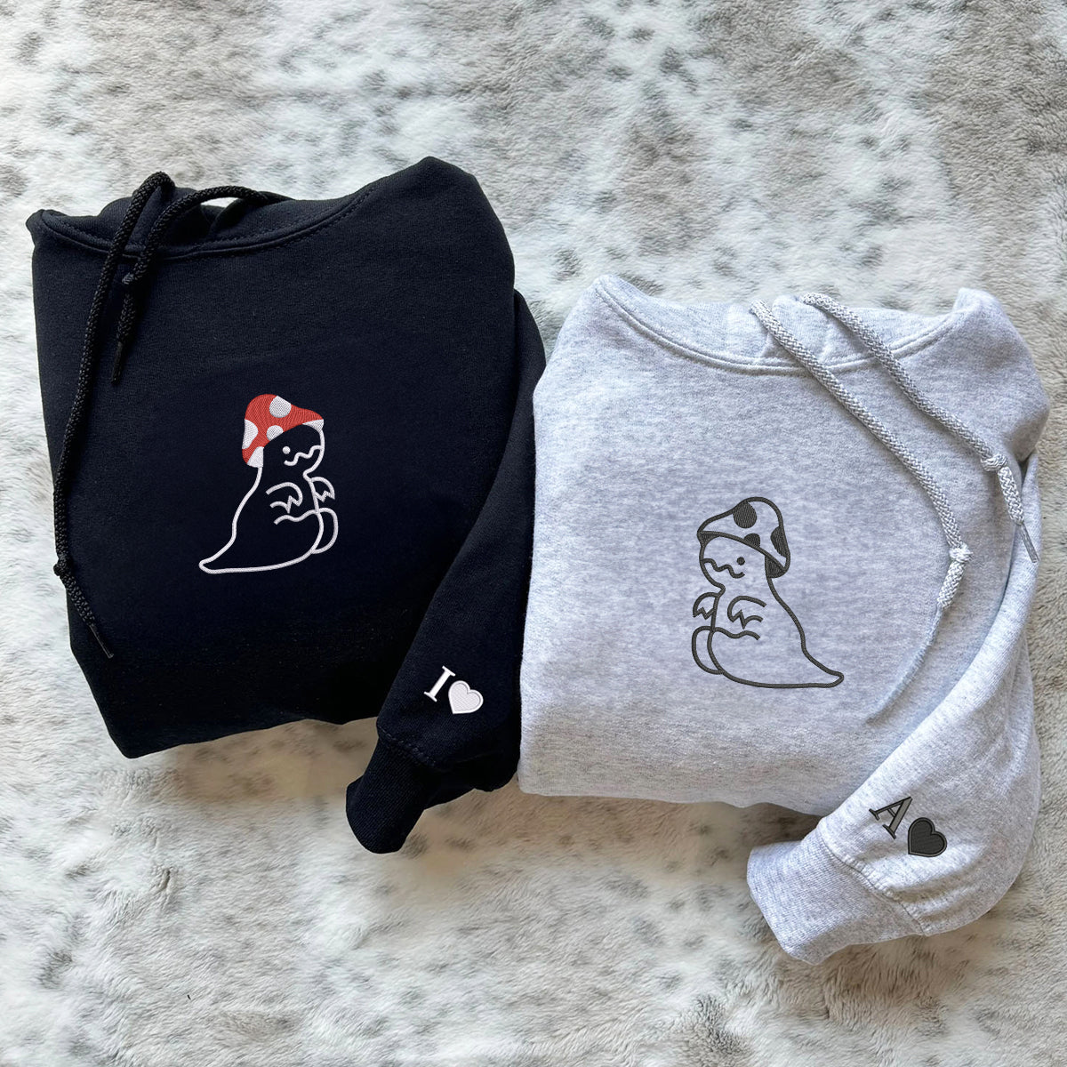 Sweats à capuche assortis brodés personnalisés avec ange et chat démon pour couples