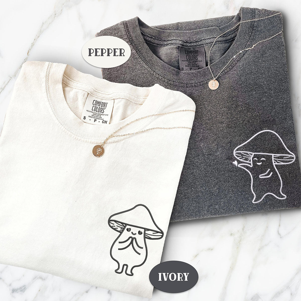 Benutzerdefinierte bestickte Pilz Liebe passende T-shirts für Paare