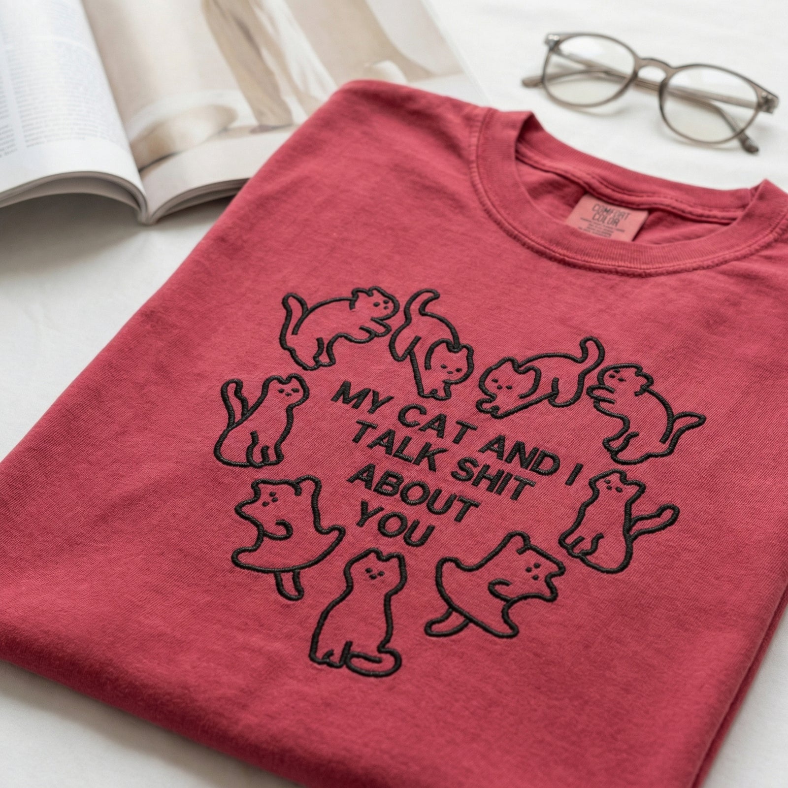 Individuell bestickte Engel- und Dämonenkatze-Kapuzenpullover für Paare