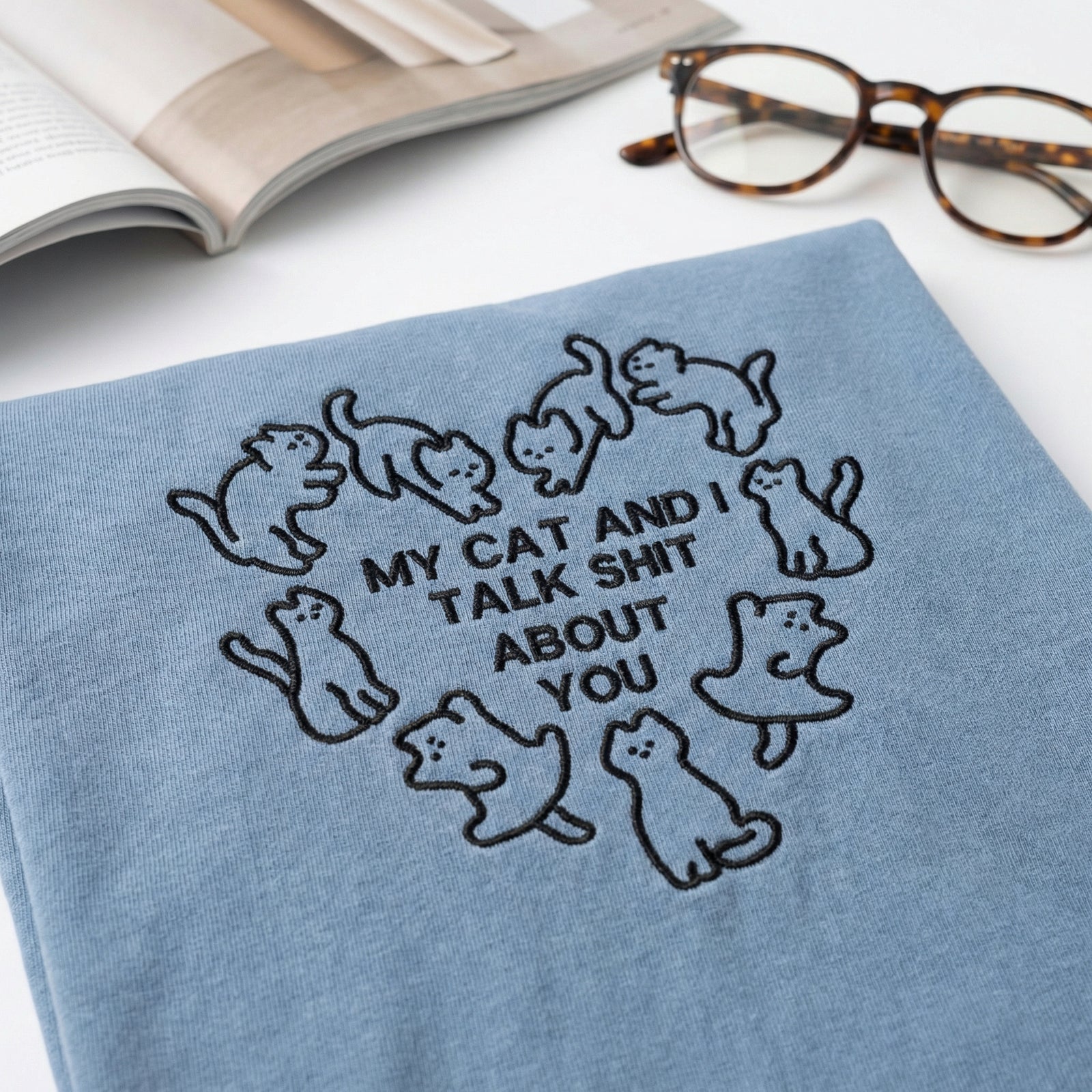 Individuell bestickte Engel- und Dämonenkatze-Kapuzenpullover für Paare