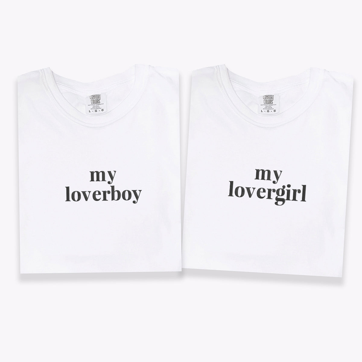 T-shirts assortis brodés personnalisés « My Loverboy » et « My Lovergirl » pour couples