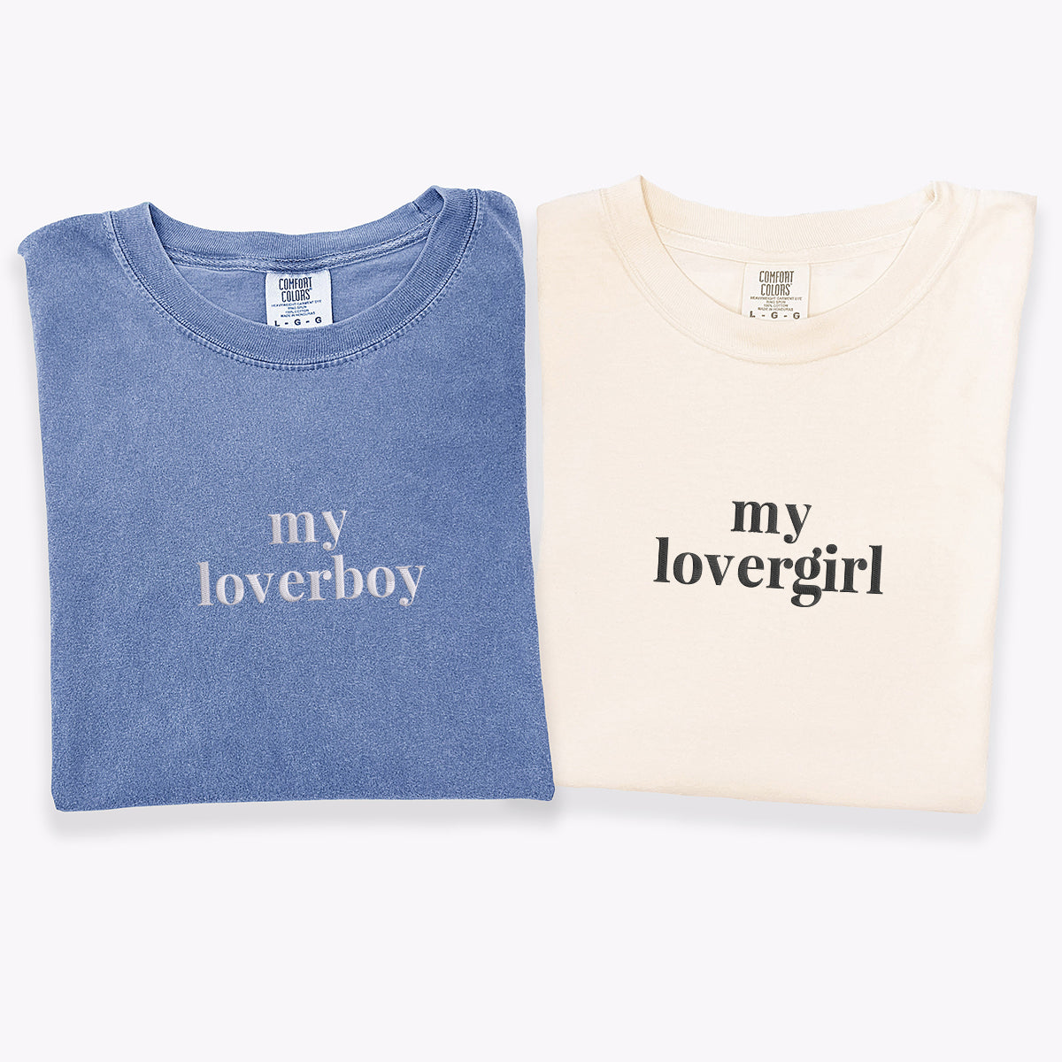 T-shirts assortis brodés personnalisés « My Loverboy » et « My Lovergirl » pour couples
