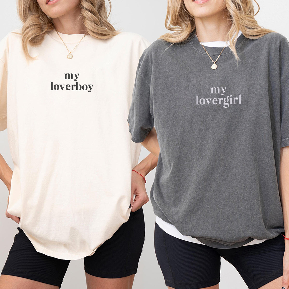 T-shirts assortis brodés personnalisés « My Loverboy » et « My Lovergirl » pour couples
