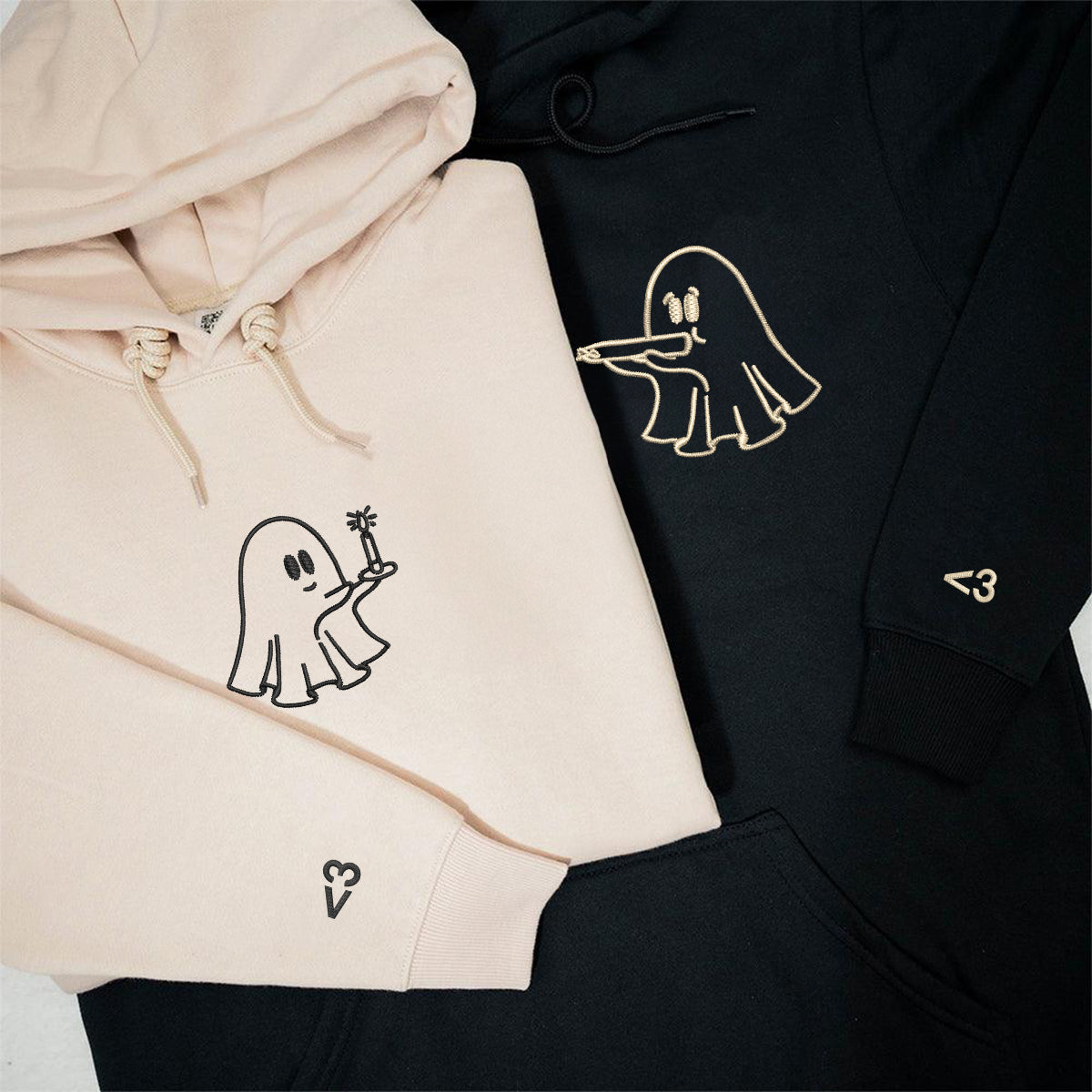 Benutzerdefinierte bestickte Need a Light Stoner Ghosts passende Hoodies für Paare