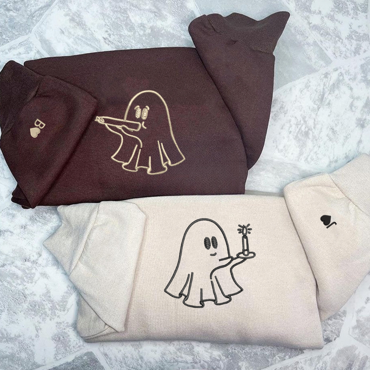 Benutzerdefinierte bestickte Need a Light Stoner Ghosts passende Hoodies für Paare