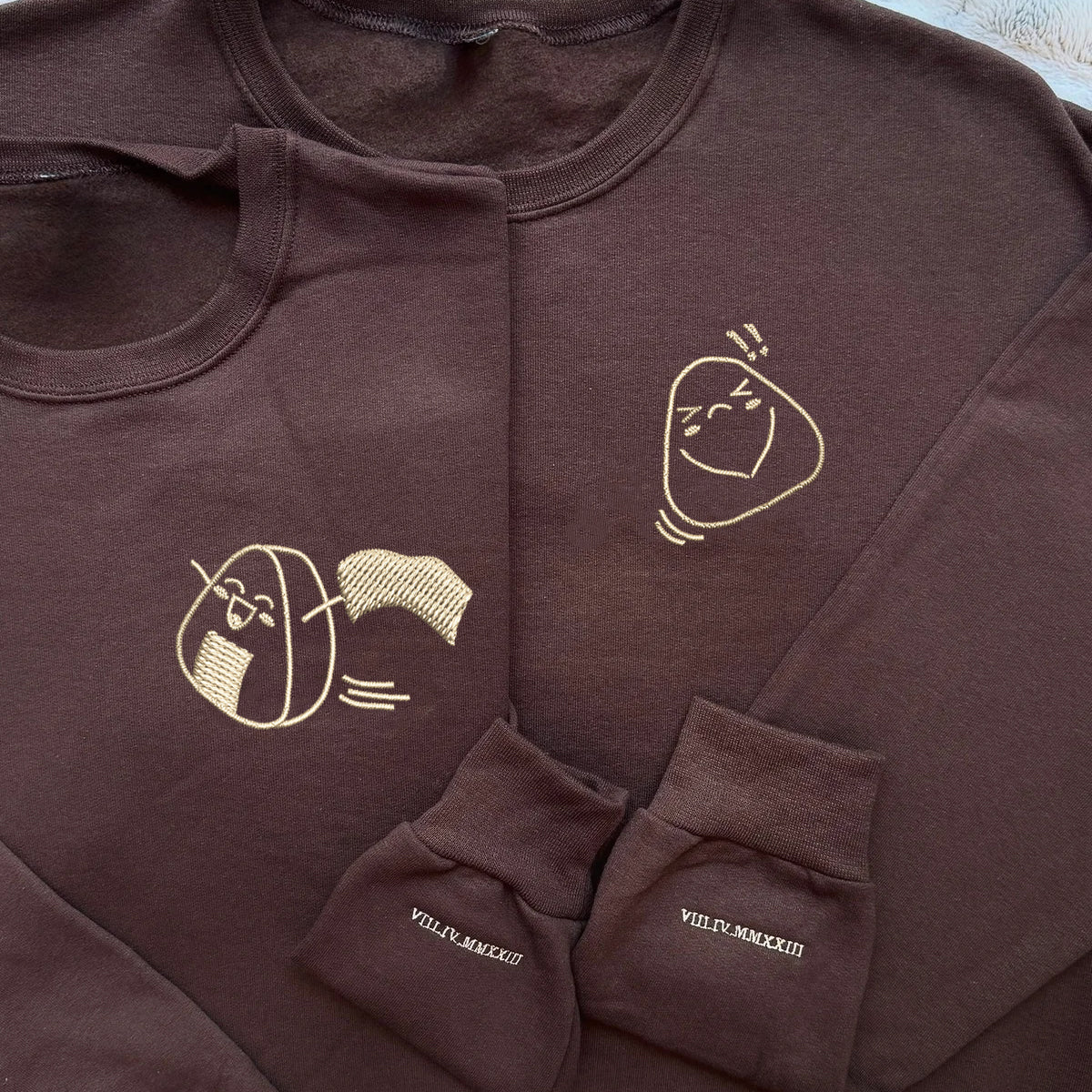 Custom Embroidered Onigiri Matching Hoodies for Couples