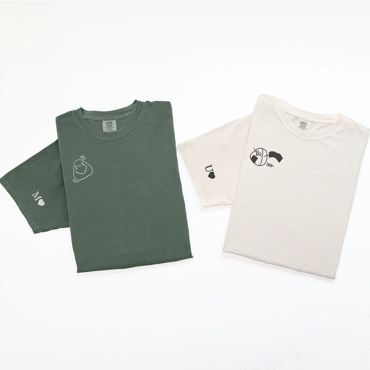 Custom Embroidered Onigiri Matching T-shirts for Couples