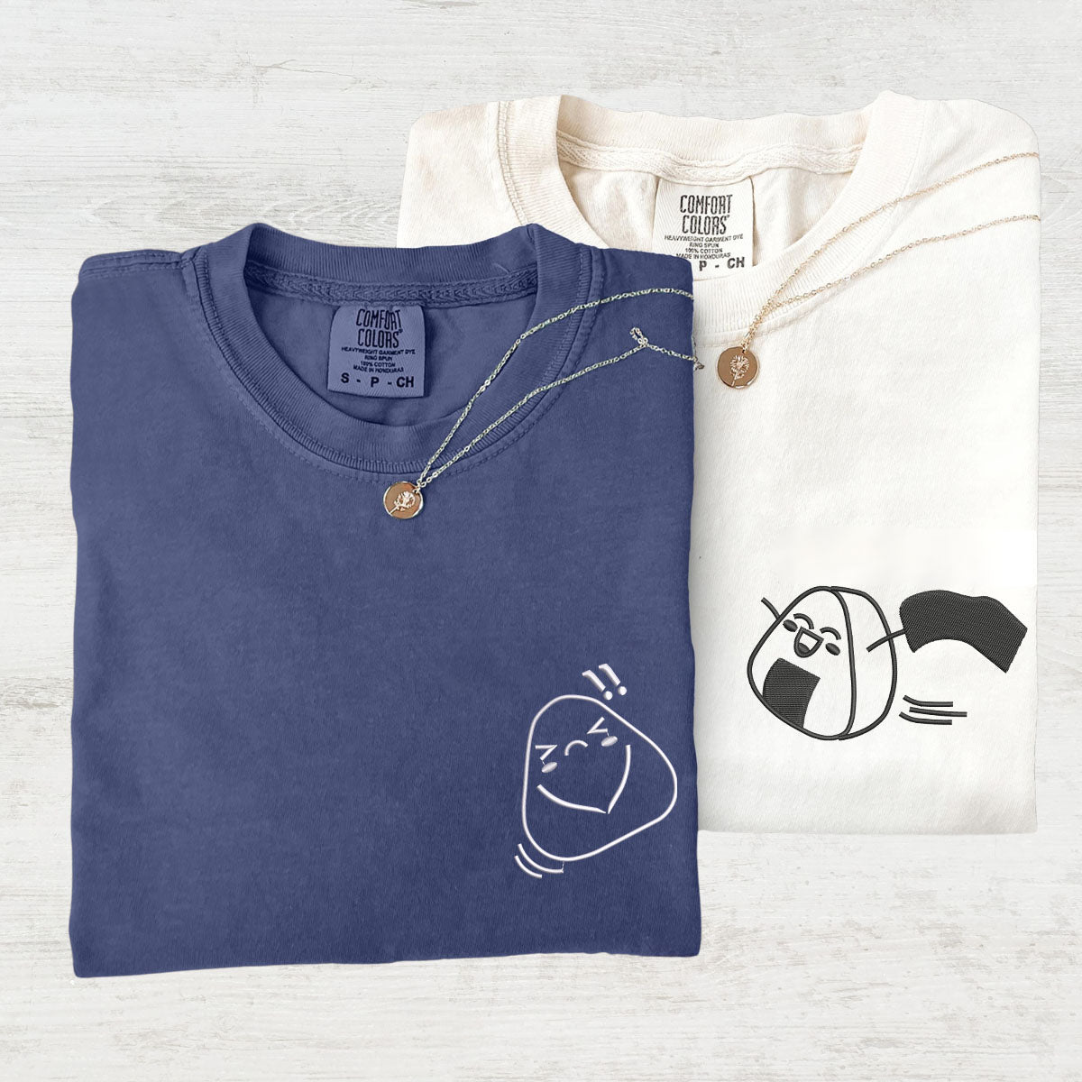 Custom Embroidered Onigiri Matching T-shirts for Couples