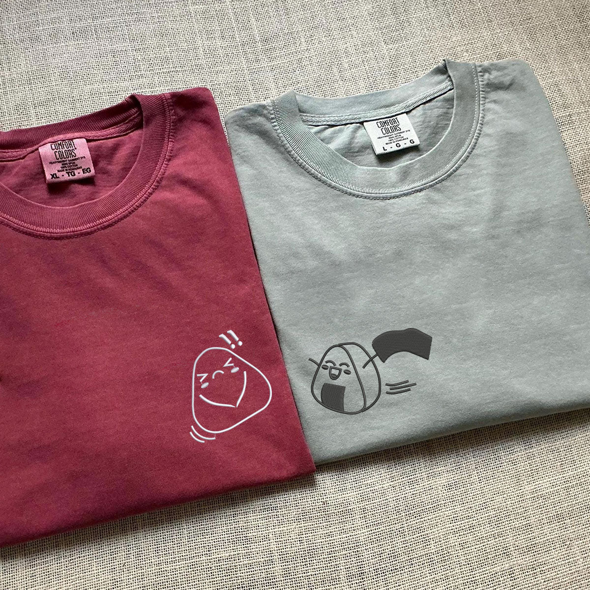 Custom Embroidered Onigiri Matching T-shirts for Couples