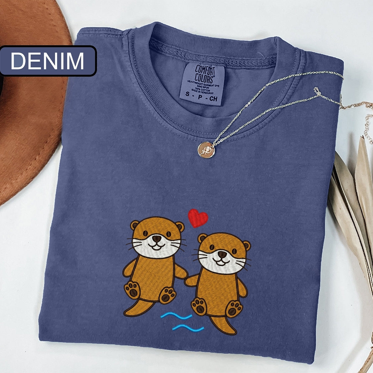 Custom Embroidered Otter T-Shirt | Cute River Animal Tee – Funny Ocean Wildlife Gift