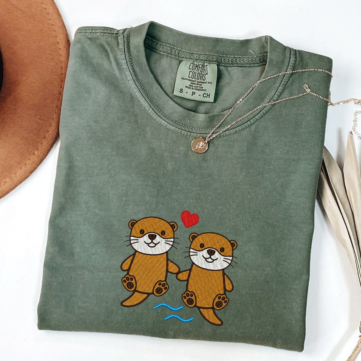 Custom Embroidered Otter T-Shirt | Cute River Animal Tee – Funny Ocean Wildlife Gift