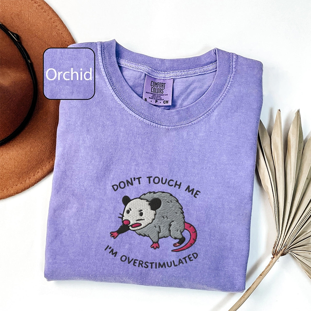 Custom Embroidered Overstimulated Possum T-Shirt | Funny Mental Health Tee – Chaotic Feral Animal Humor Gift
