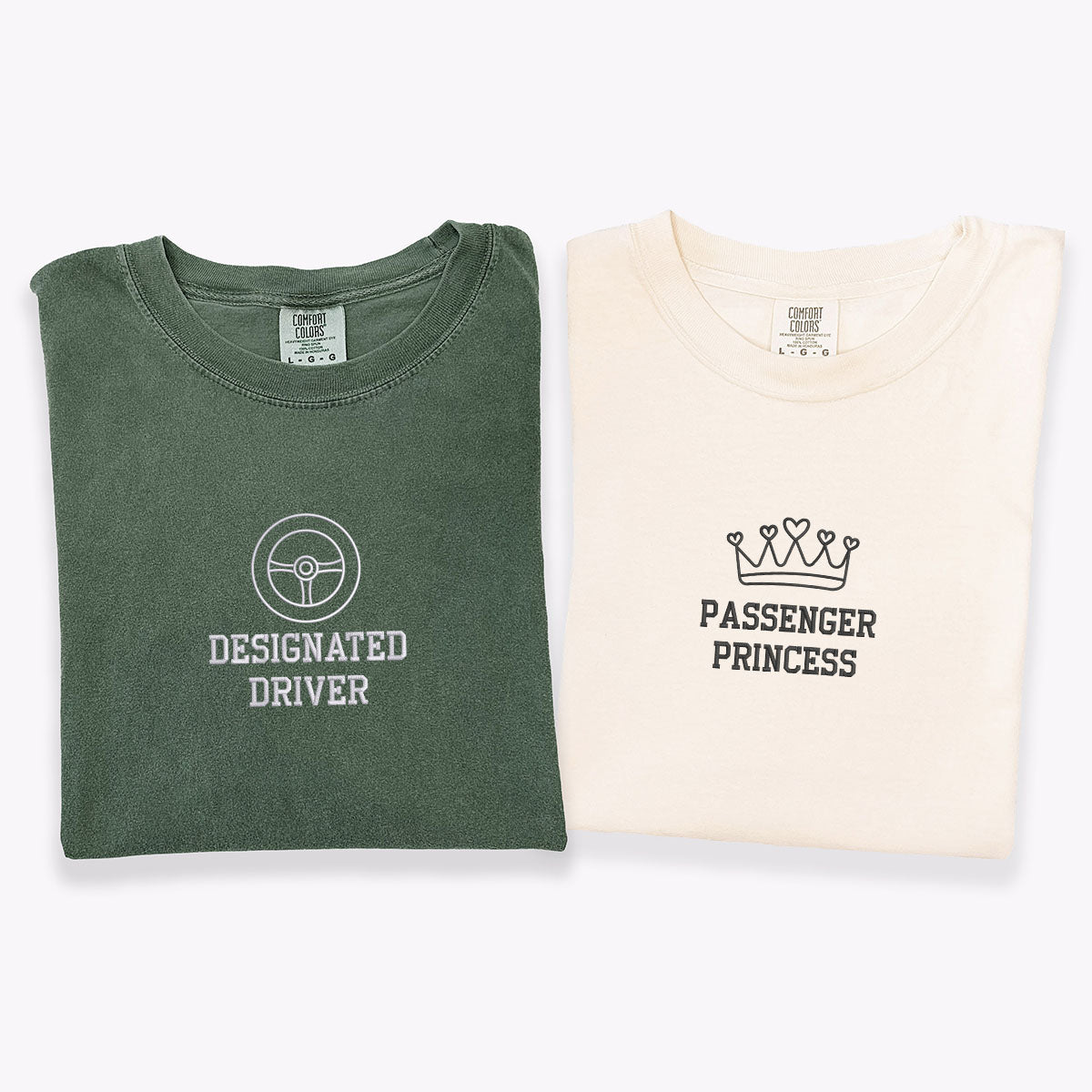 T-shirts assortis brodés personnalisés Princesse passagère pour couples