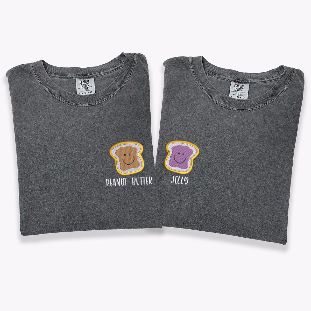 Custom Embroidered Peanut Butter and Jelly Matching T-shirts for Couples