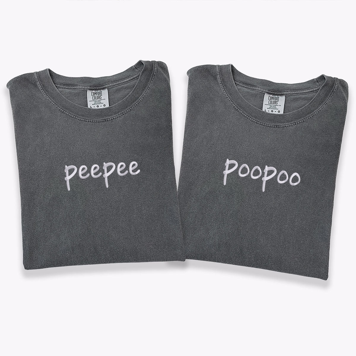 Custom Embroidered Peepee Poopoo Matching T-shirts for Couples