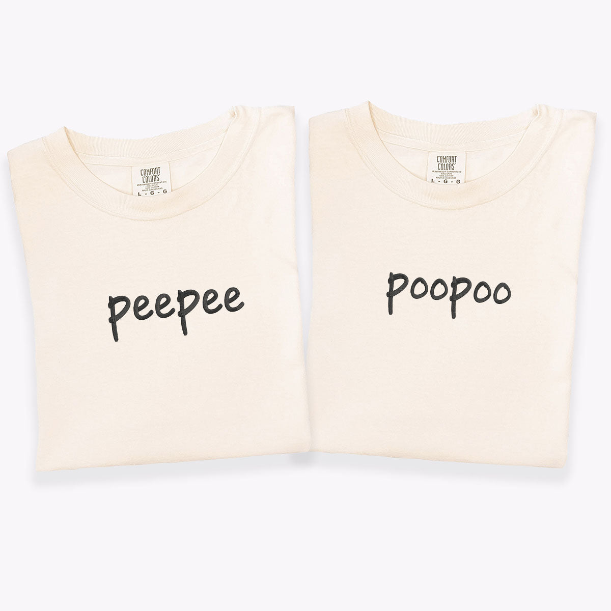Custom Embroidered Peepee Poopoo Matching T-shirts for Couples
