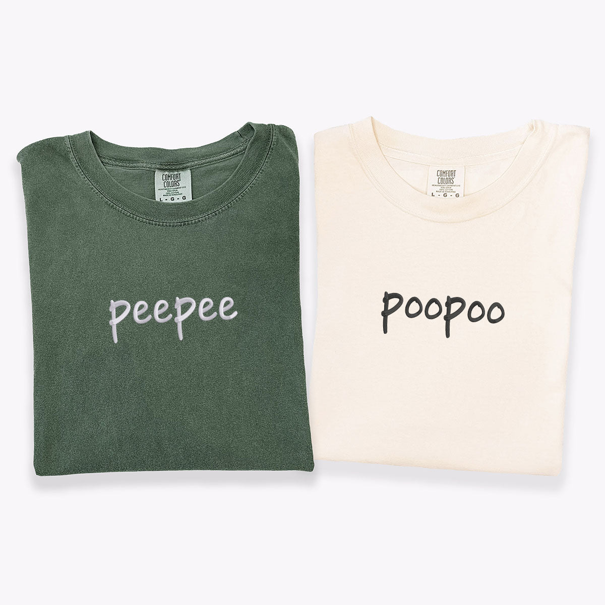 Custom Embroidered Peepee Poopoo Matching T-shirts for Couples