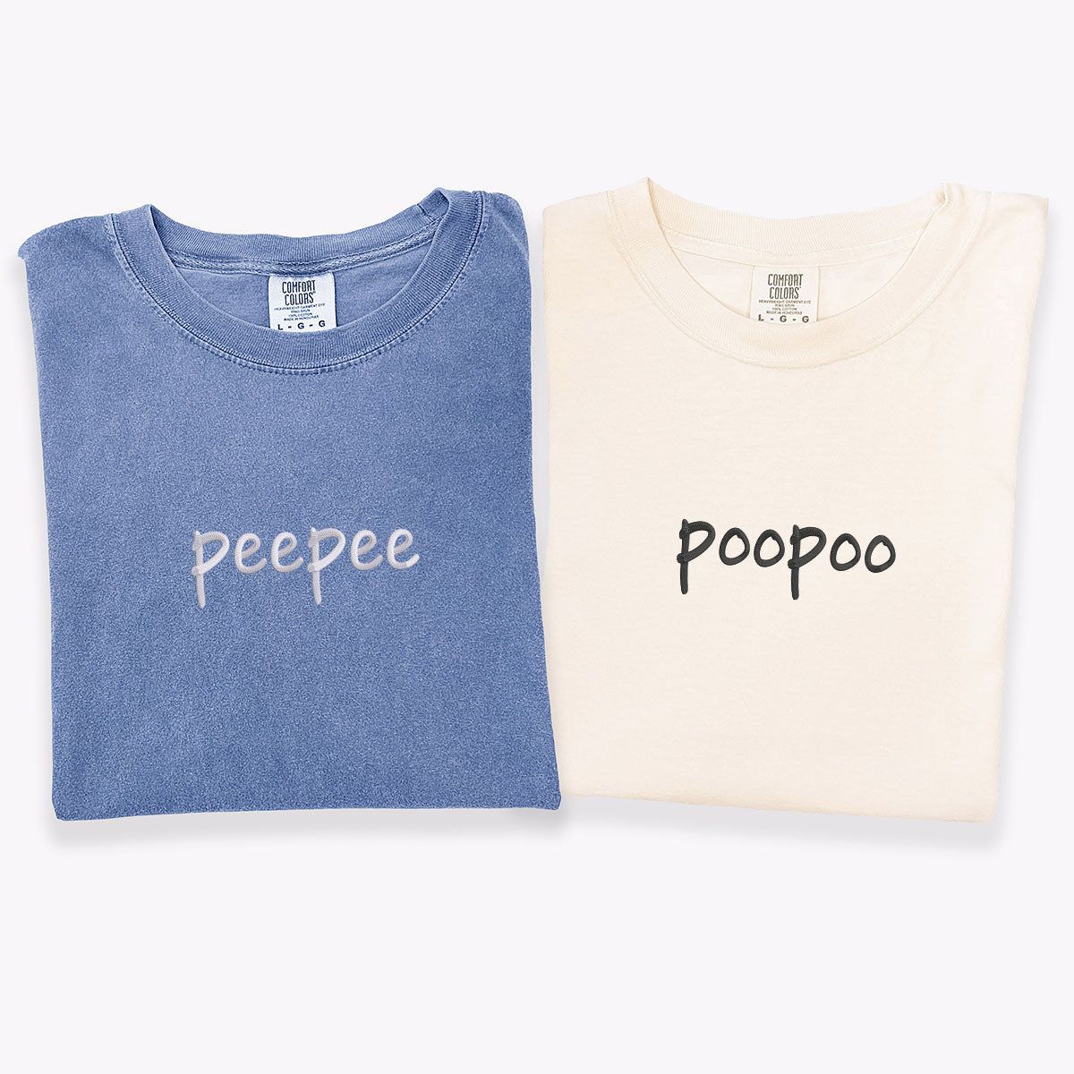 Custom Embroidered Peepee Poopoo Matching T-shirts for Couples