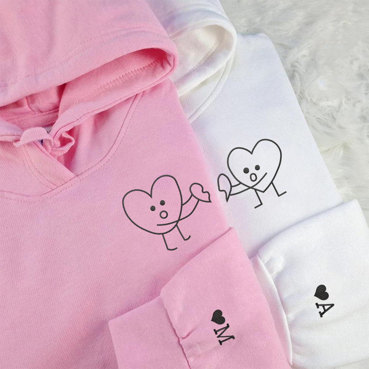 Sweats à capuche assortis brodés sur mesure pour couples