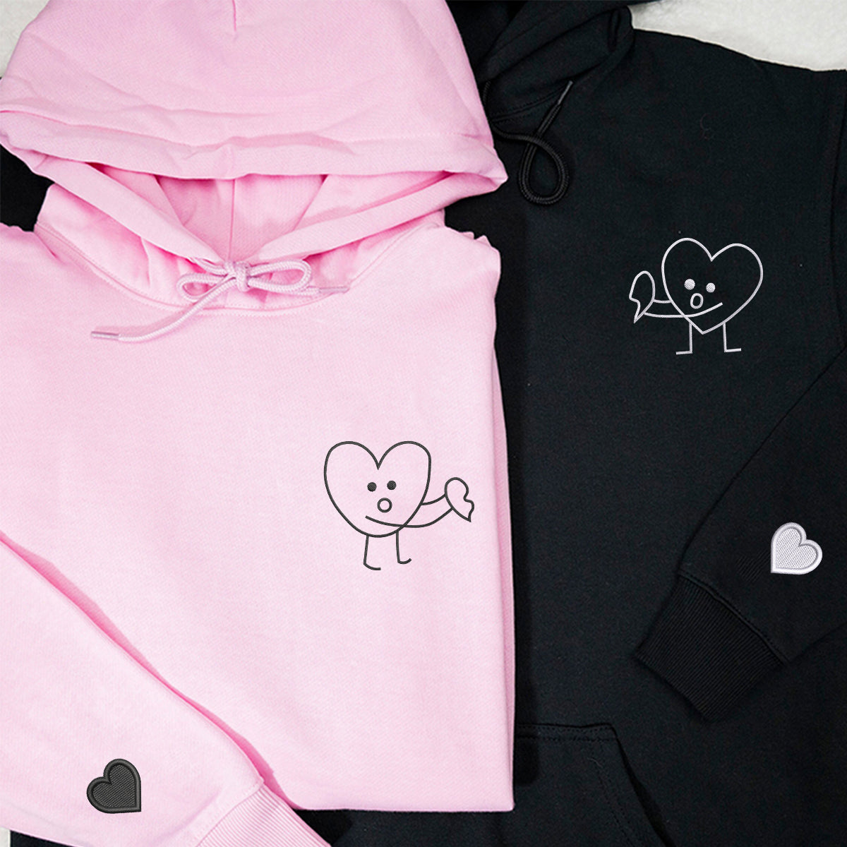 Sweats à capuche assortis brodés sur mesure pour couples