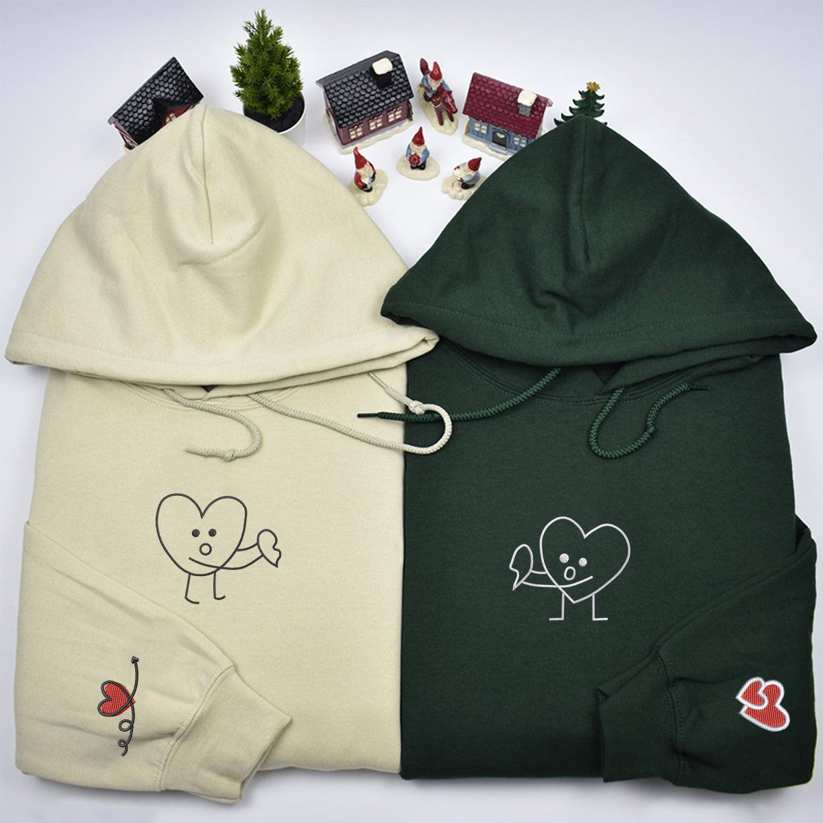 Custom Embroidered Platonic Love Matching Hoodies for Couples