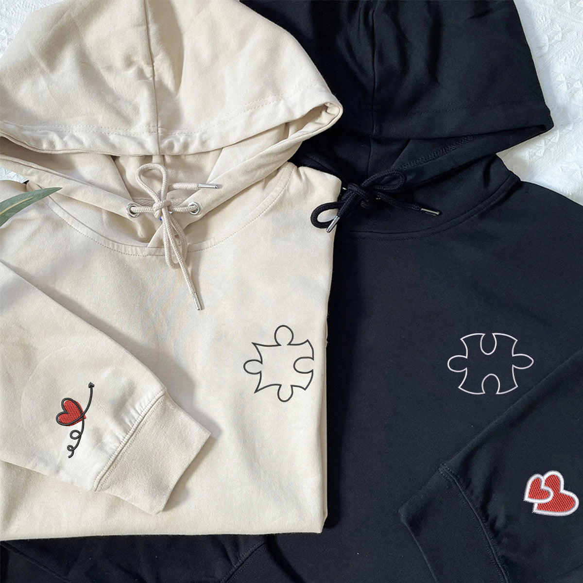 Sweats à capuche assortis brodés personnalisés pour couples