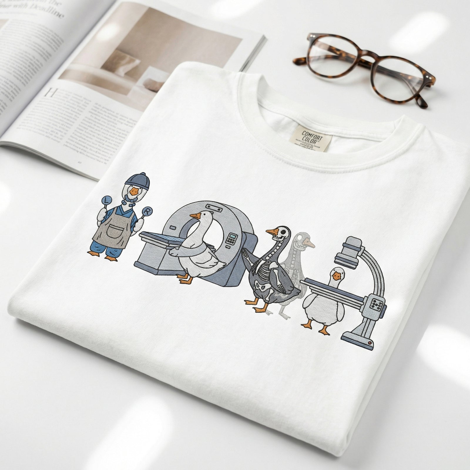 Custom Embroidered Radiologic Technologist Goose T-Shirt - Funny X-Ray Tech CT MRI Comfort Colors Shirt