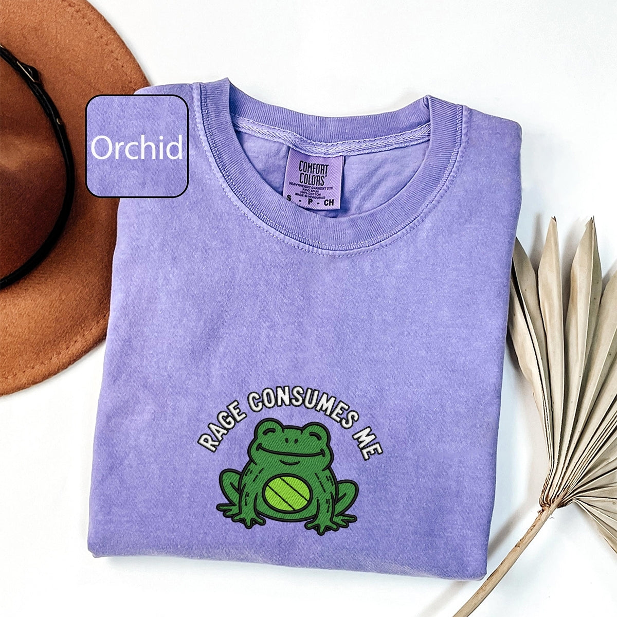 Custom Embroidered Rage Consumes Me Frog T-Shirt | Funny Nature Lover Tee – Trendy Frog Meme Gift