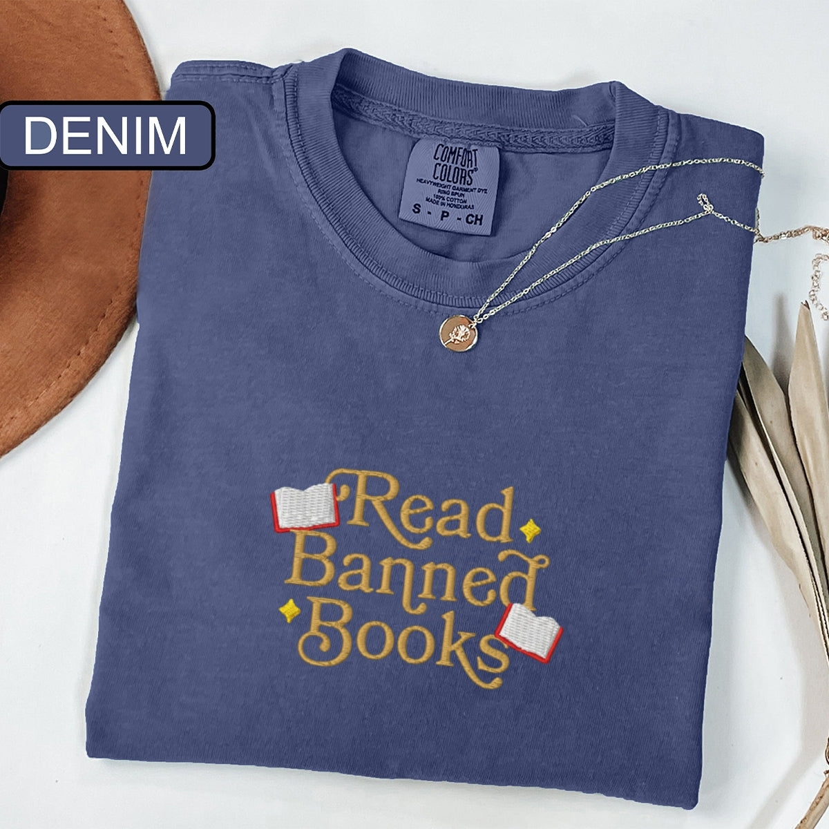 Custom Embroidered Read Banned Books T-shirt - Thoughtful Gift for Readers & Bookworms