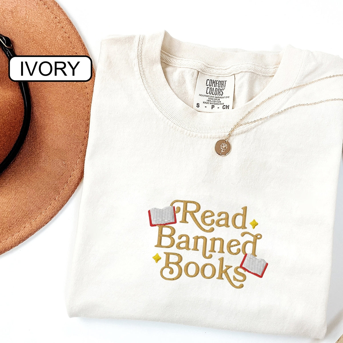 Custom Embroidered Read Banned Books T-shirt - Thoughtful Gift for Readers & Bookworms