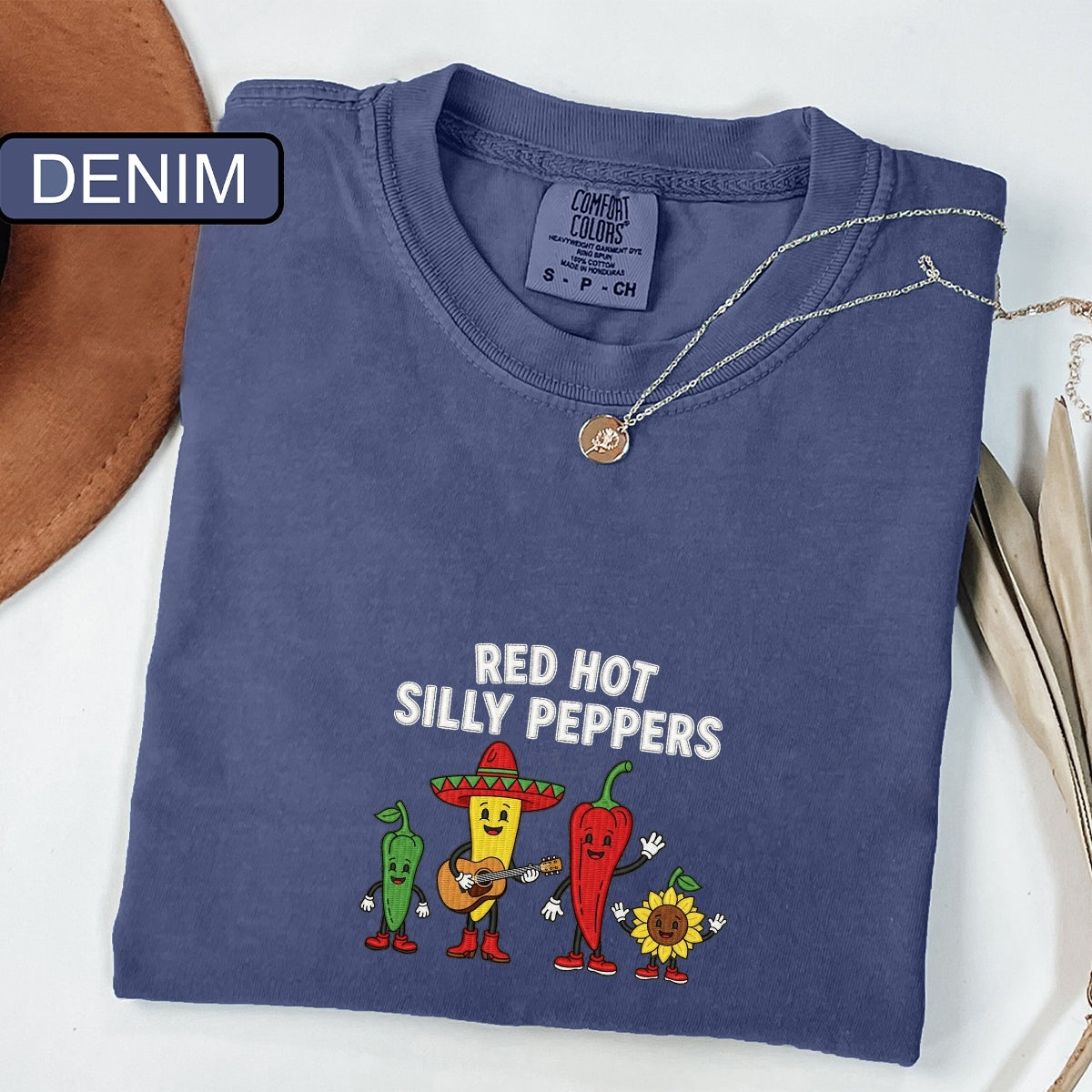 Custom Embroidered Red Hot Silly Peppers T-Shirt | Cute Chili Meme Band Tee – Funny Unisex Shirt Gift