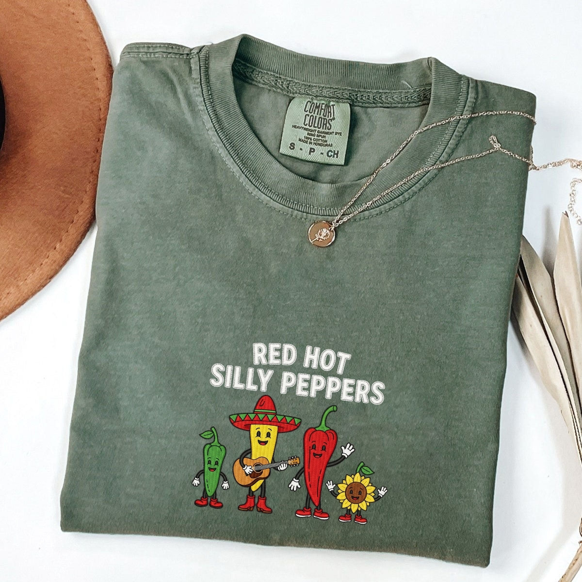 Custom Embroidered Red Hot Silly Peppers T-Shirt | Cute Chili Meme Band Tee – Funny Unisex Shirt Gift