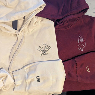 Custom Embroidered Sea Shell Matching Hoodies for Couples